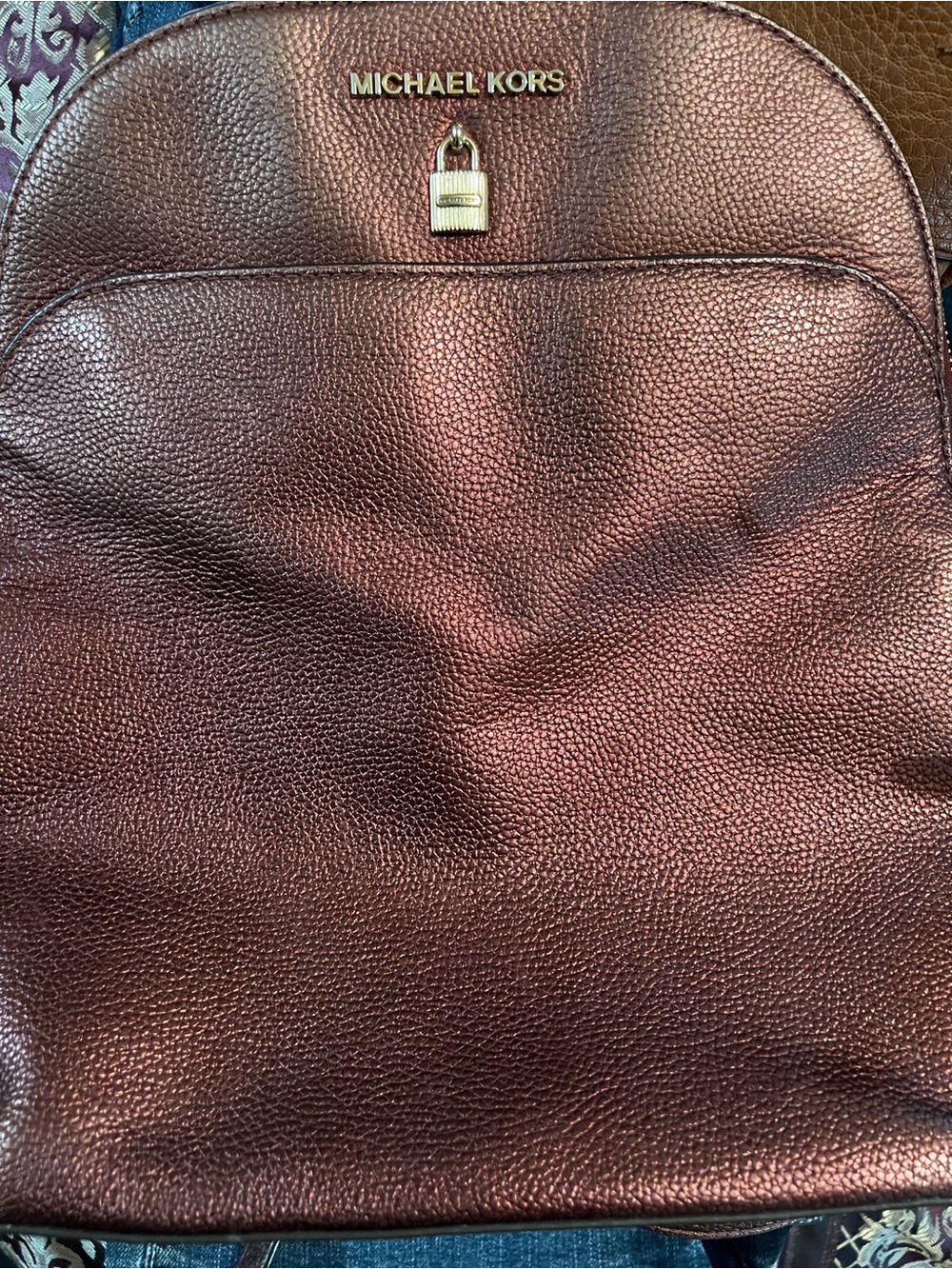 Michael Kors Metallic Copper Leather Backpack with Gold Hardware - Picture 6 of 7